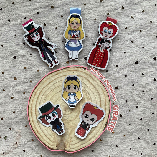 Pack x3 marcapáginas Alicia en el País de las Maravillas